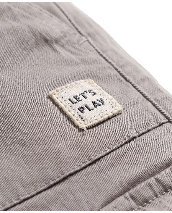 Babyhug Twill Woven Full Length Solid Color Joggers - Grey