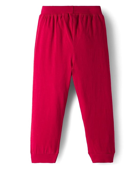 Babyhug Cotton Knit Full Length Lounge Pant With Text Print Pack Of 3 - Yellow Red & Blue