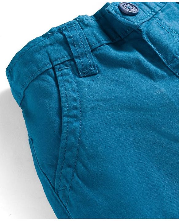 Babyhug 100% Cotton Woven Above Knee Length Solid Colour Bermuda - Blue
