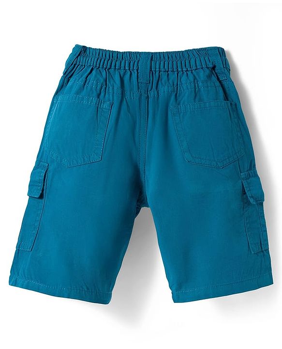 Babyhug 100% Cotton Woven Above Knee Length Solid Colour Bermuda - Blue