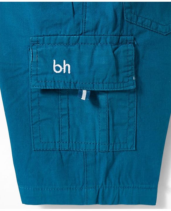 Babyhug 100% Cotton Woven Above Knee Length Solid Colour Bermuda - Blue
