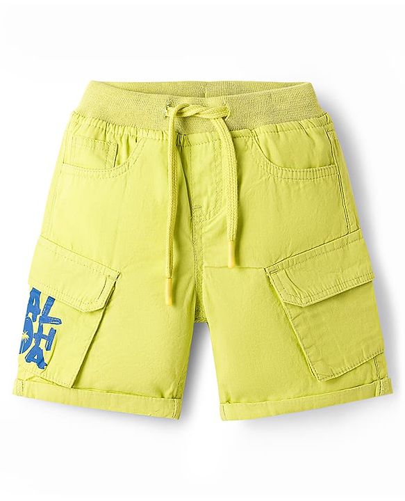 Babyhug Poplin Woven Above Knee Length Bermuda With Aloha Print - Lime Green