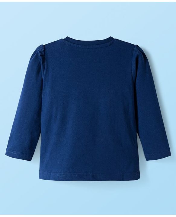 Babyhug Cotton Knit Full Sleeves Night Suit With Floral Print - Navy Blue