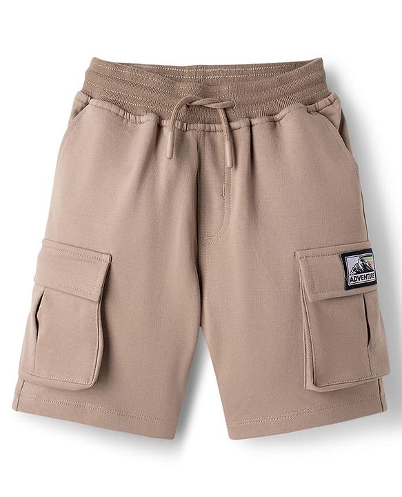 Pine Kids Looper Knit Solid Shorts With Pockets - Cream