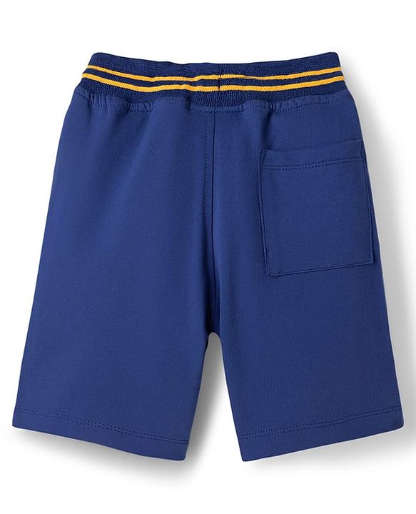 Pine Kids Looper Knit Solid Shorts With Surfing Print - Navy Blue