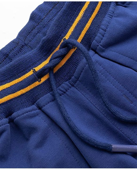 Pine Kids Looper Knit Solid Shorts With Surfing Print - Navy Blue