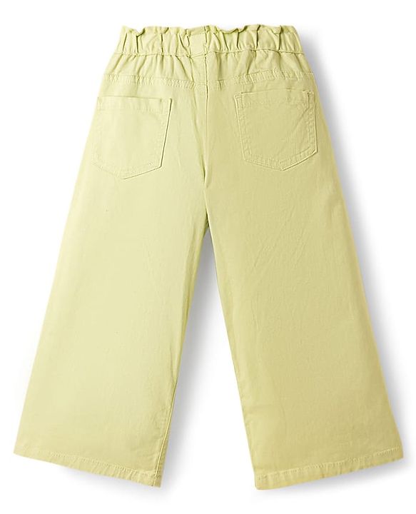 Babyhug Twill Woven Full Length Solid Trouser With Stretch - Lime Green