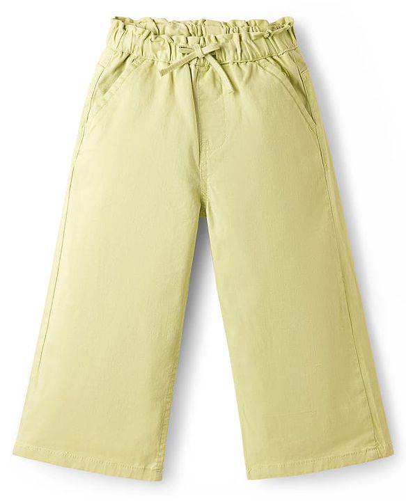 Babyhug Twill Woven Full Length Solid Trouser With Stretch - Lime Green