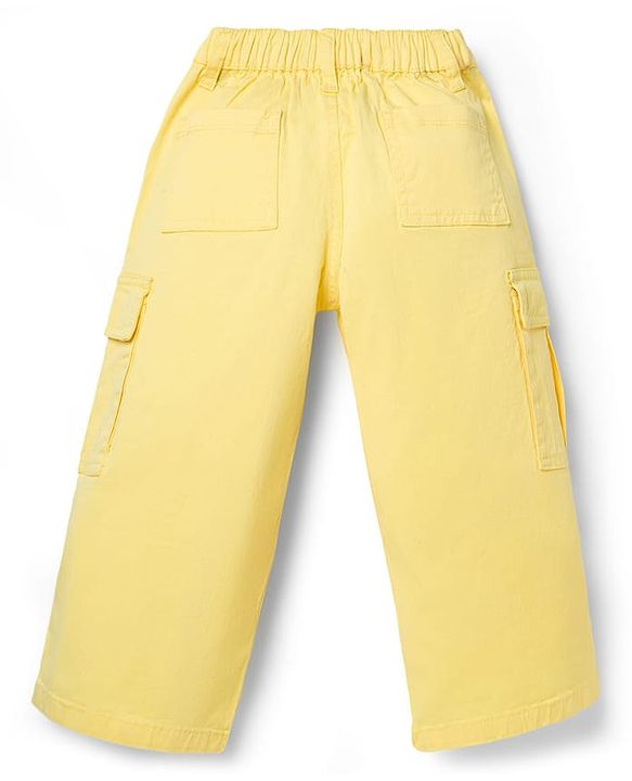 Babyhug Twill Woven Full Length Solid Colour Trousers With Stretch - Yellow