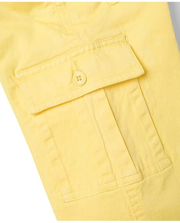 Babyhug Twill Woven Full Length Solid Colour Trousers With Stretch - Yellow