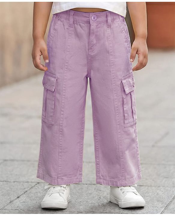 Babyhug Twill Woven Full Length Solid Colour Trousers With Stretch - Yellow