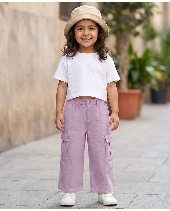 Babyhug Twill Woven Full Length Solid Colour Trousers With Stretch - Yellow