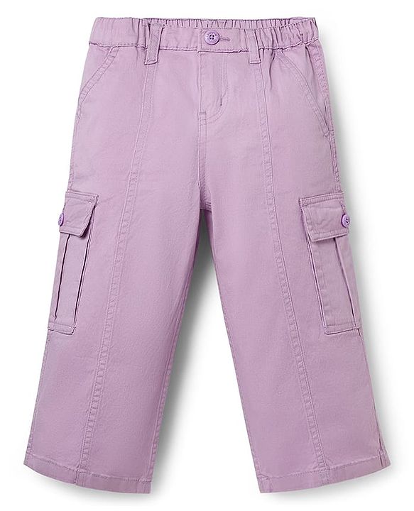 Babyhug Twill Woven Full Length Solid Colour Trousers With Stretch - Yellow