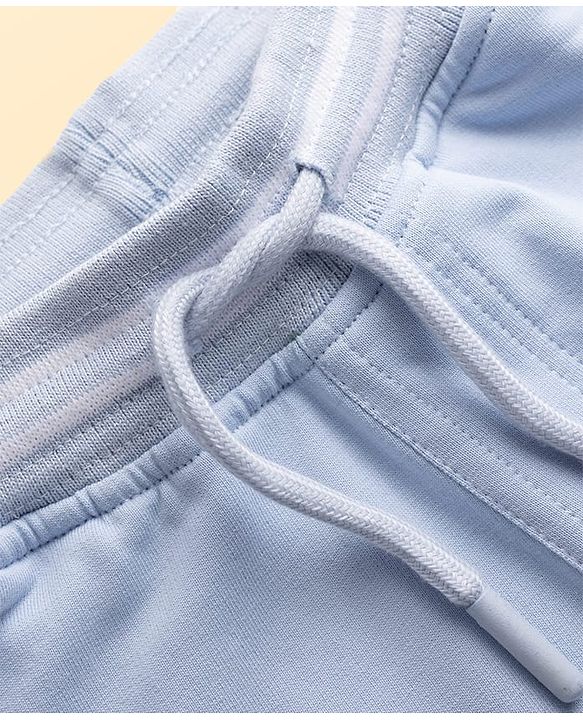 Pine Kids Looper Knit Solid Shorts With Text Print - Light Blue