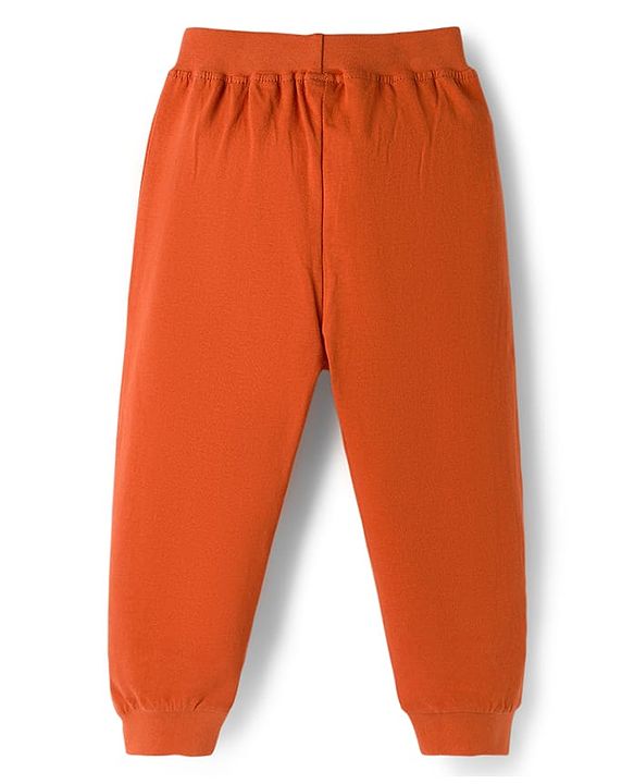 Babyhug Cotton Jersey Knit Full Length Solid Colour Lounge Pant Pack Of 3 - Green Cream & Rust Orange