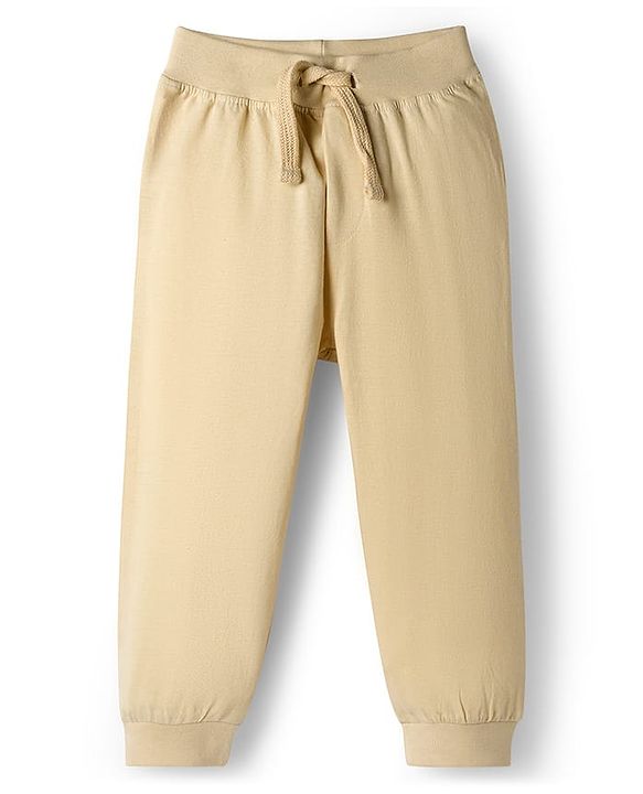 Babyhug Cotton Jersey Knit Full Length Solid Colour Lounge Pant Pack Of 3 - Green Cream & Rust Orange