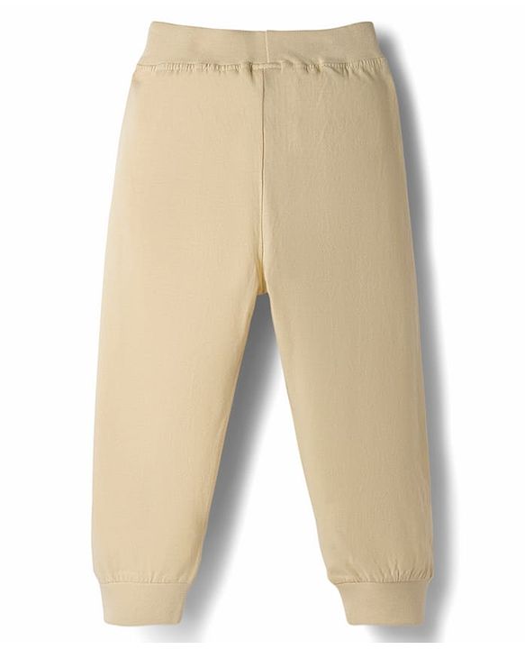 Babyhug Cotton Jersey Knit Full Length Solid Colour Lounge Pant Pack Of 3 - Green Cream & Rust Orange