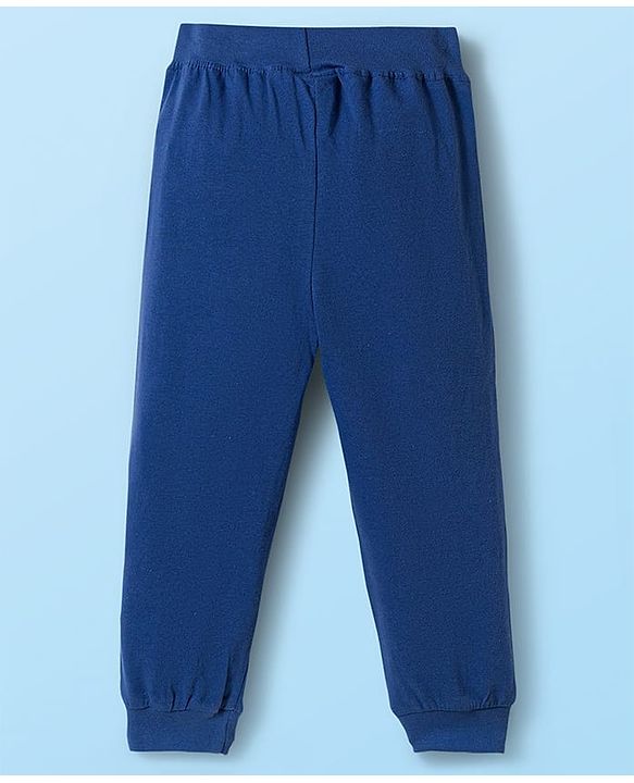 Babyhug Cotton Jersey Knit Full Length Solid Color Lounge Pants with Tape Detailing Pack of 3 - Multicolor