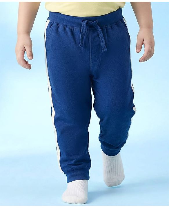 Babyhug Cotton Jersey Knit Full Length Solid Color Lounge Pants with Tape Detailing Pack of 3 - Multicolor