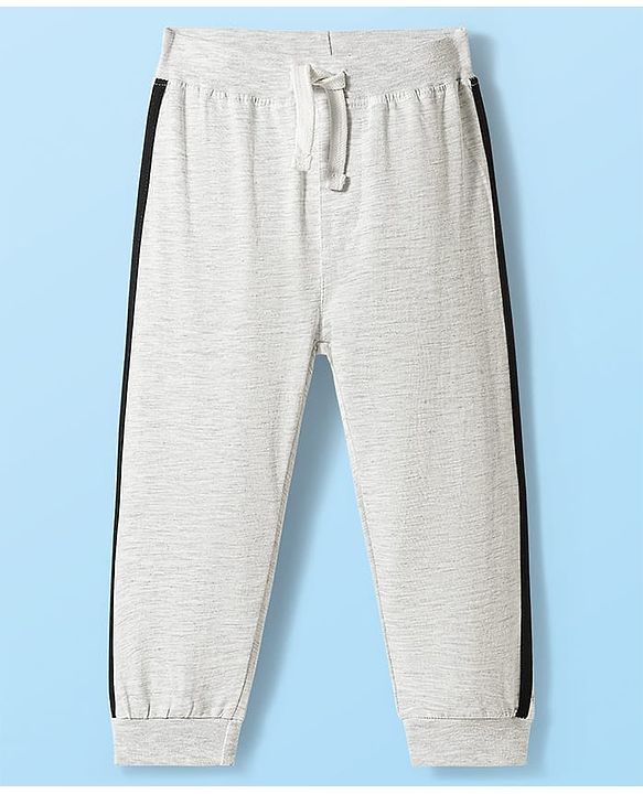 Babyhug Cotton Jersey Knit Full Length Solid Color Lounge Pants with Tape Detailing Pack of 3 - Multicolor