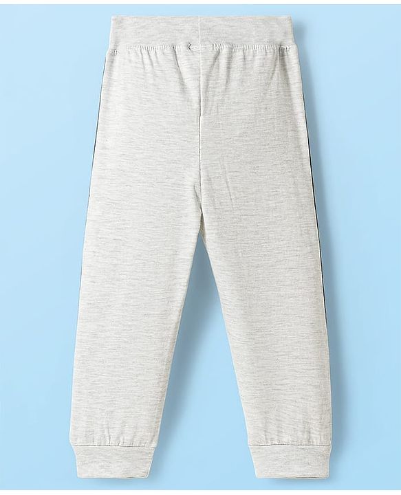 Babyhug Cotton Jersey Knit Full Length Solid Color Lounge Pants with Tape Detailing Pack of 3 - Multicolor