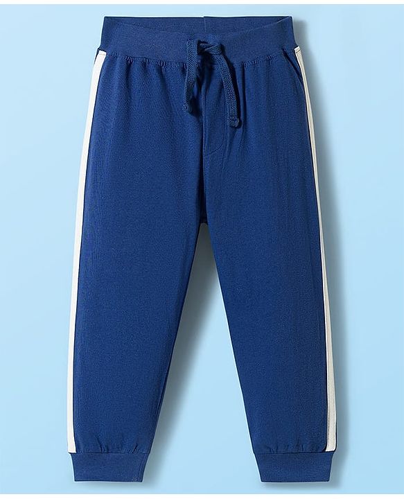 Babyhug Cotton Jersey Knit Full Length Solid Color Lounge Pants with Tape Detailing Pack of 3 - Multicolor