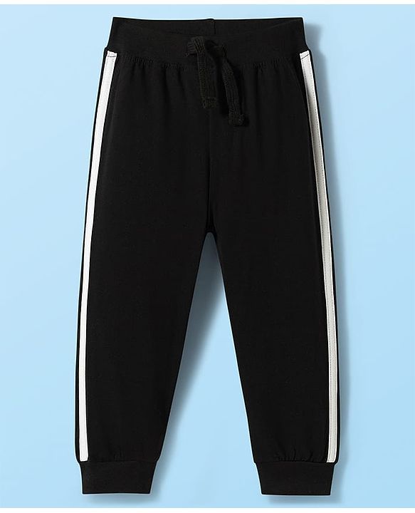 Babyhug Cotton Jersey Knit Full Length Solid Color Lounge Pants with Tape Detailing Pack of 3 - Multicolor