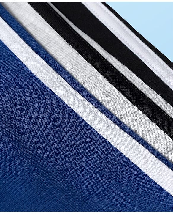 Babyhug Cotton Jersey Knit Full Length Solid Color Lounge Pants with Tape Detailing Pack of 3 - Multicolor