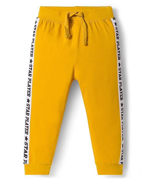 Babyhug Cotton Knit Full Length Lounge Pants with Sports Theme Print Pack of 3 - Yellow Mint & Black