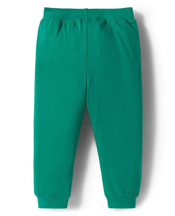 Babyhug Cotton Knit Full Length Lounge Pants with Sports Theme Print Pack of 3 - Yellow Mint & Black