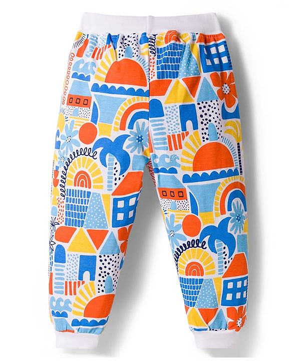 Babyhug Cotton Knit Full Length Lounge Pants with Beach Theme Print Pack of 3 - Multicolor