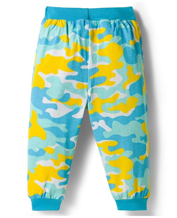 Babyhug Cotton Jersey Knit Full Length Lounge Pants with Camouflage & Adventure Print Pack of 2 - Multicolor