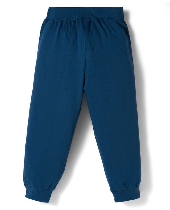 Babyhug Cotton Knit Full Length Text Printed Lounge Pants With Patch Pack Of 2 - Multicolour