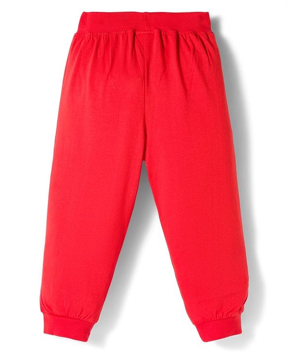 Babyhug Cotton Knit Full Length Text Printed Lounge Pants With Patch Pack Of 2 - Multicolour