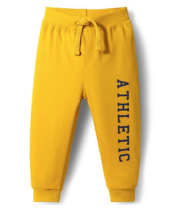 Babyhug Cotton Jersey Knit Full Length Lounge Pants With Athletic Theme Print Pack Of 2 - Multicolour