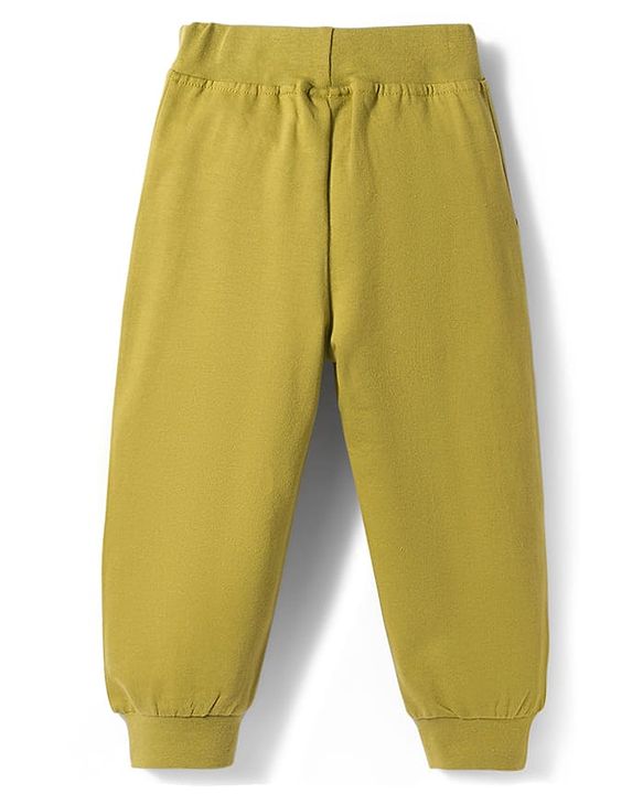 Babyhug Cotton Knit Full Length Lounge Pant With Adventure Ready Print - Olive Green
