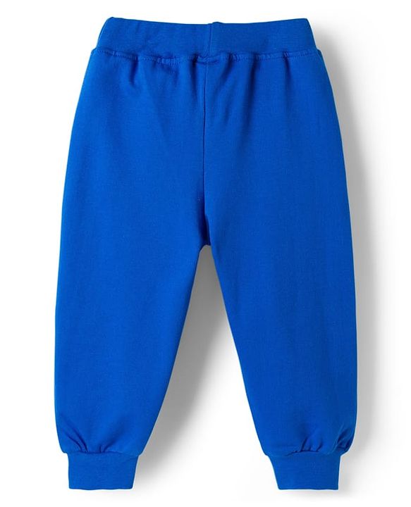 Babyhug Looper Knit Full Length Lounge Pant With Text Print - Blue