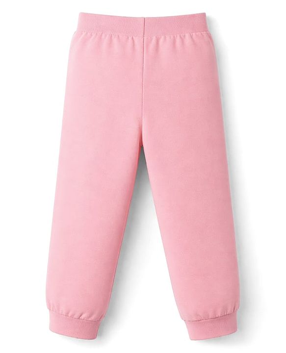 Babyhug Cotton Jersey Knit Full Length Lounge Pants With Text Patch & Bow Applique Pack of 3 - Navy Blue Light & Dark Pink