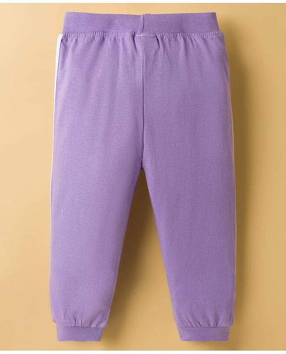 Babyhug Cotton Jersey Knit Full Length Solid Lounge Pants With Bow Applique Pack of 3 - Multicolor