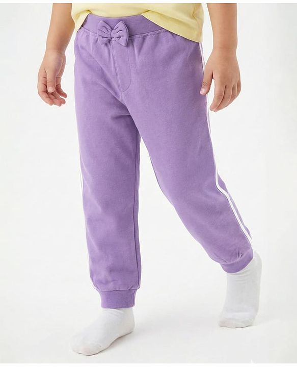 Babyhug Cotton Jersey Knit Full Length Solid Lounge Pants With Bow Applique Pack of 3 - Multicolor