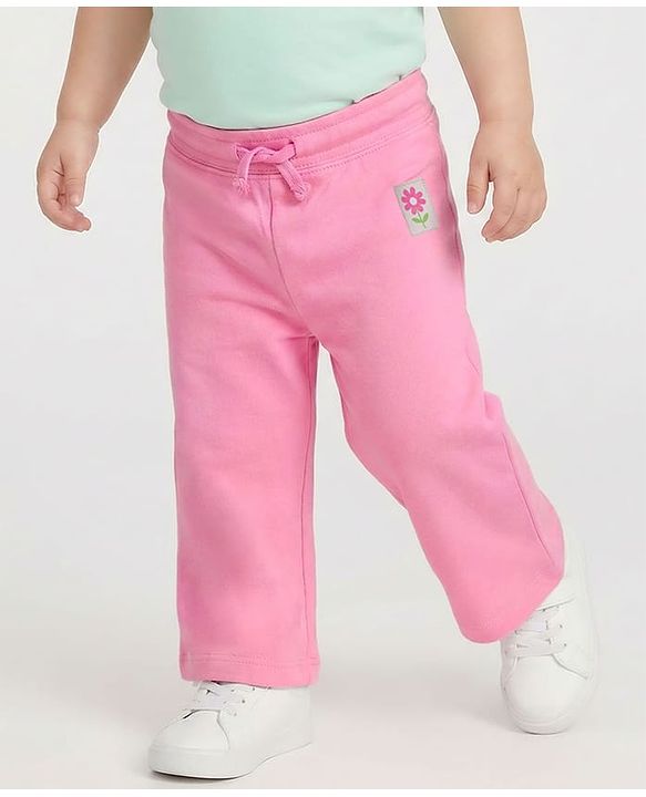 Babyhug Cotton Knit Full Length  Lounge Pant with Floral Print Pack of 3 - Pink & Purple