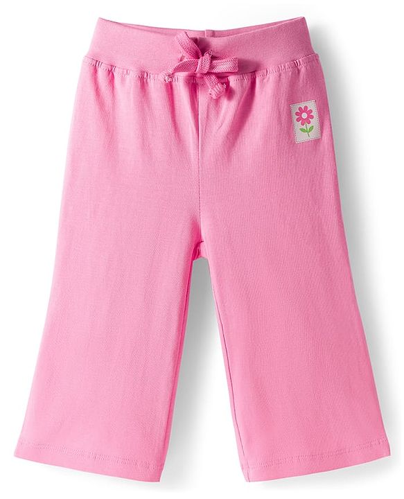 Babyhug Cotton Knit Full Length  Lounge Pant with Floral Print Pack of 3 - Pink & Purple