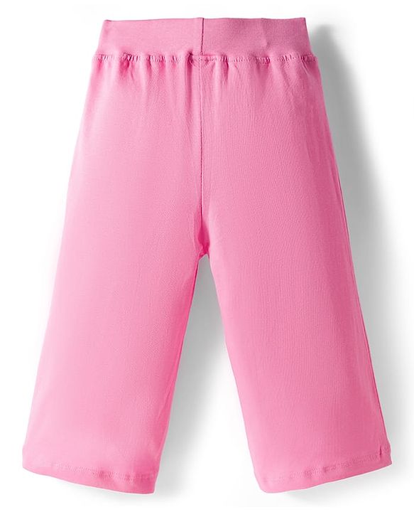 Babyhug Cotton Knit Full Length  Lounge Pant with Floral Print Pack of 3 - Pink & Purple