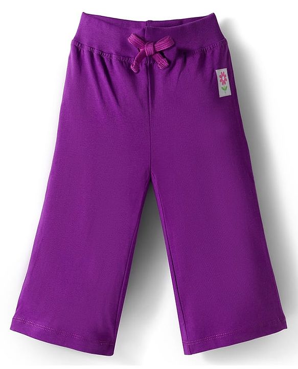 Babyhug Cotton Knit Full Length  Lounge Pant with Floral Print Pack of 3 - Pink & Purple