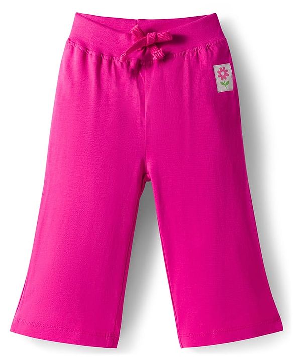 Babyhug Cotton Knit Full Length  Lounge Pant with Floral Print Pack of 3 - Pink & Purple