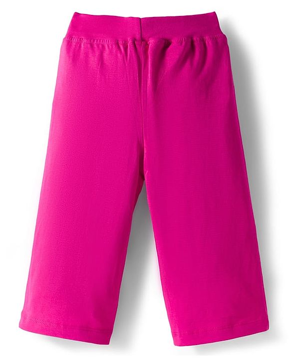 Babyhug Cotton Knit Full Length  Lounge Pant with Floral Print Pack of 3 - Pink & Purple