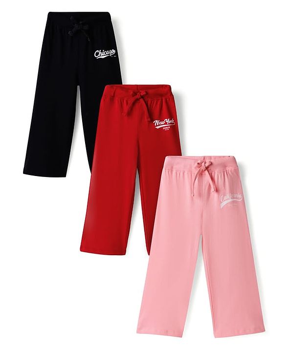 Babyhug Single Jersey Knit Full Length Lounge Pants with City Print Pack of 3 - Multicolor