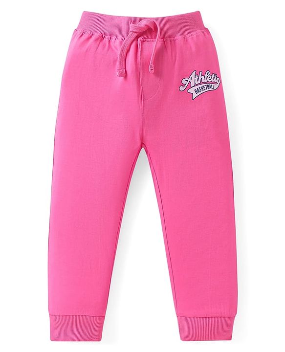 Babyhug Cotton Jersey Knit Full Length Lounge Pants with Text Print Pack of 3 - Orange Green & Pink