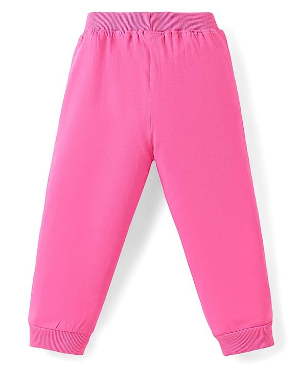Babyhug Cotton Jersey Knit Full Length Lounge Pants with Text Print Pack of 3 - Orange Green & Pink