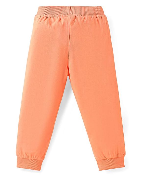 Babyhug Cotton Jersey Knit Full Length Lounge Pants with Text Print Pack of 3 - Orange Green & Pink